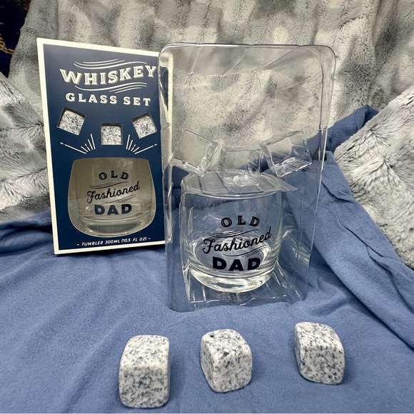 Noble Supply Co. ~ Whiskey ‘Old Fashioned Dad’ Glass Set with Whiskey Stones - Picture 3 of 7
